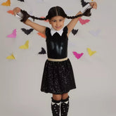 Saia Brilho Doce Paetê Preto Halloween - Minibossa